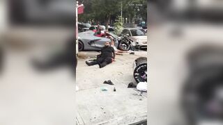 Everyone survived an incredibly violent crash in Manhattan this morning.
