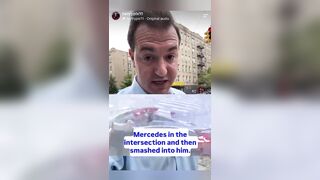 Everyone survived an incredibly violent crash in Manhattan this morning.