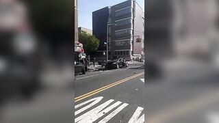 Violent multi-car crash in Upper Manhattan leaves at least 3 hurt (More Footage)