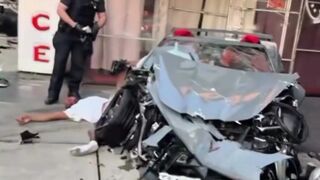 Corvette Crashes into Mercedes and Pedestrian in Manhattan Intersection