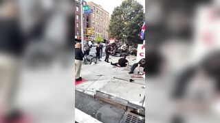Corvette Crashes into Mercedes and Pedestrian in Manhattan Intersection