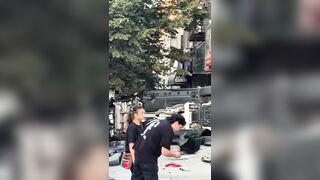Corvette Crashes into Mercedes and Pedestrian in Manhattan Intersection