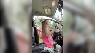 This little girl thinks she can drive