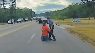 Some Police are real A-holes. Cop won't let Dad stop his car from rolling down the highway