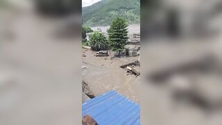 Nepal-Tibet border flood. Dozens dead, hundreds missing.