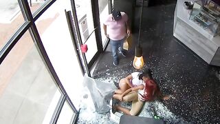 Two juveniles crash through the glass storefront while operating a lime scooter in Baltimore