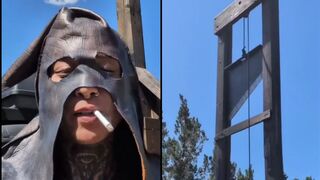 A California tattoo artist who spent months building a giant guillotine