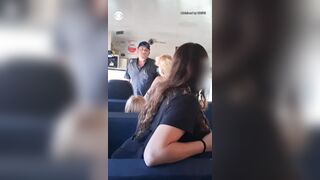 A California mother was arrested after she smashing a school bus window and climbed inside to get her child.