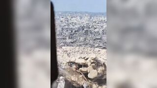 One of the most brutal scenes in human history has been leaked online. An Israeli soldier is filming the extent of the destruction and rubble. Gaza