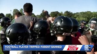 Man intentionally trips a youth football player as he was running into the end zone