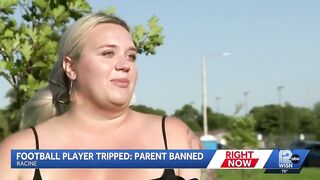 Man intentionally trips a youth football player as he was running into the end zone