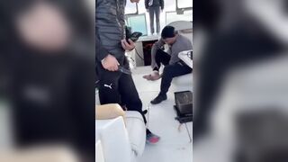 Fisherman gets Stung by Sting Ray on Deck of Boat