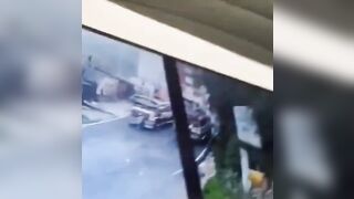 Lady Confused by 2 Trucks is Run Over Badly
