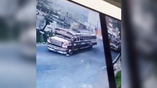 Lady Confused by 2 Trucks is Run Over Badly