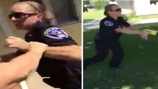 One Female Cop and Her Taser vs. a bunch of White Trash Loser
