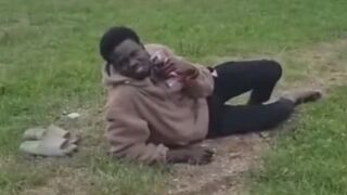 African migrant gets knocked out for staring at young children playing in the park