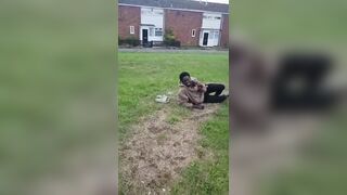 African migrant gets knocked out for staring at young children playing in the park