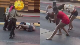 Security Guards Rush In With Pepper Spray During Wild Vegas Brawl