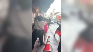 Security Guards Rush In With Pepper Spray During Wild Vegas Brawl