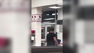 Moment hero fights off maniac using a spatula at California In-N-Out Burger