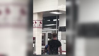 Moment hero fights off maniac using a spatula at California In-N-Out Burger