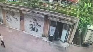 Man blown out of building like a bullet after gas explosion
