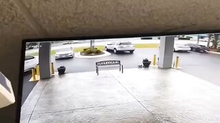 A hotel guest decided to chuck something at the receptionist for some reason...