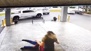 A hotel guest decided to chuck something at the receptionist for some reason...