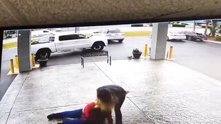 A hotel guest decided to chuck something at the receptionist for some reason...