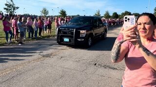 Women cheering for the murderer of three little children.
