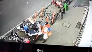 Moment Motorcycle Explodes outside Gym in Colombia