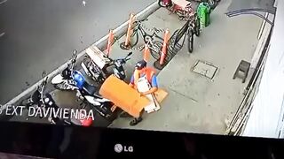 Moment Motorcycle Explodes outside Gym in Colombia