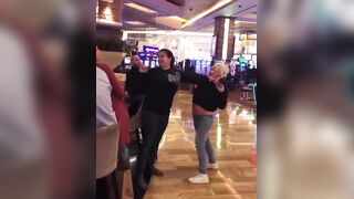 Woman makes sure she can fire back. Wait for it