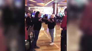 Woman makes sure she can fire back. Wait for it
