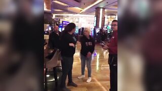 Woman makes sure she can fire back. Wait for it