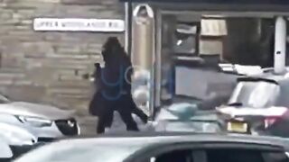 WILD DAYLIGHT RAID as BALACLAVA GANG RAMS UK PAKISTAN JEWELLERS