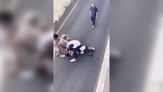 Locals Subdue the Weakest Rampaging Attacker in Martina Franca Street Clash lol