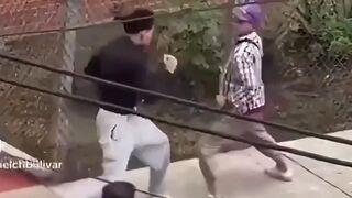 Man brings a Knife to a fist fight and still loses