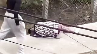 Man brings a Knife to a fist fight and still loses