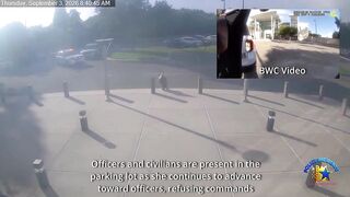 SHocking: Three Port Orange officers fired more than a dozen rounds at 71-year-old Linda Jean Croteau after she entered into the station with a handgun and discharged a single bullet toward the evidence area.