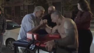 Embarrassed After Losing to Grandpa in Arm Wrestling, He Decides to Throw Hands