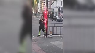 Muslim invaders stab a dog that was protecting a woman from assault