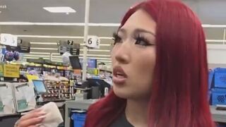 Streamer Nina Lin gets kicked out from Walmart by the store manager for throwing watermelons and smashing them on the floor