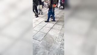 Police in Manchester just used handcuffs like a knuckle duster on a man already on the floor.