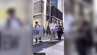 Swastika wearing protestors against Israel occupation and destruction of Palestine