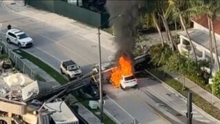 4 people hospitalized after crane collapses in Brickell area of Miami, Florida.