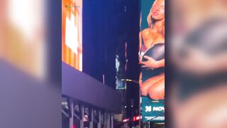 Sydney Sweeney was caught giving her reaction to the giant naked Novig Ad of her