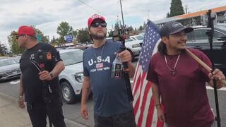 Portland Patriots were met with violence right as their flag wave had started