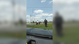 Officer Sneaks Up And Tackles Motorcycle Rider Who Fled From Crash Scene