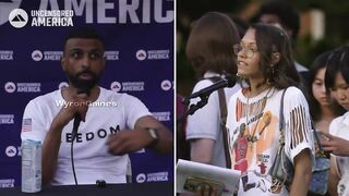 Myron gets into a heated debate with a raging leftist female student!